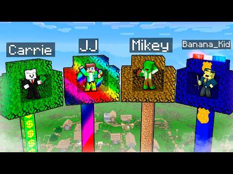Banana Kid vs JJ vs Mikey vs Carrie: TREE BASE BATTLE In Minecraft - Maizen