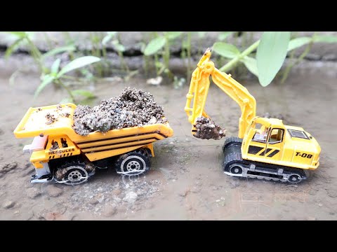 Mainan konstruksi anak excavator dum truk  jomplangan 