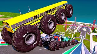 High Flying Monster Truck Car Jumps Crash After Crash!