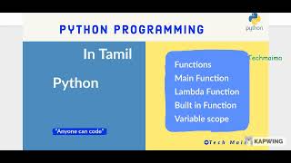 Functions in Python | Built in Function / Lambda functions / Variable scope | Techmaima - in Tamil
