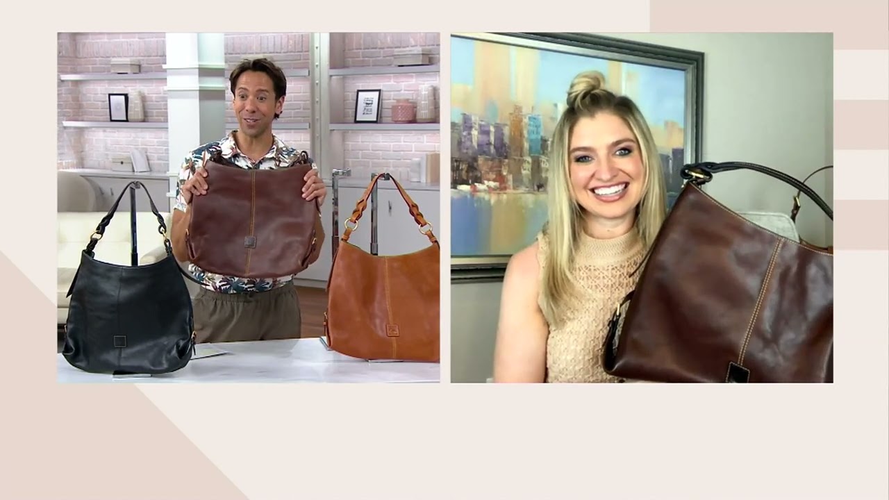 Dooney & Bourke Florentine Leather Twist Sac Shoulder Bag in Elephant  from QVC