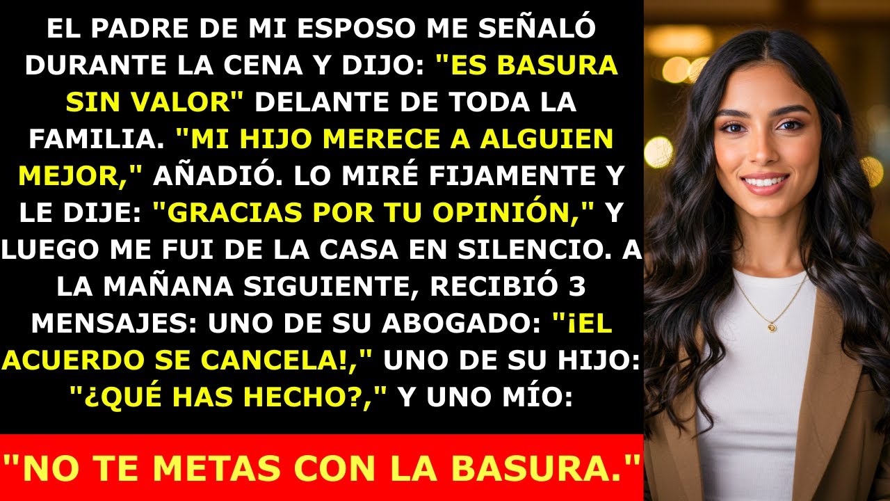Mi Suegro Se Burló de Mí en la Cena, Llamándome Basura—Pero a la Mañana Siguiente Recibió 3 Mensajes