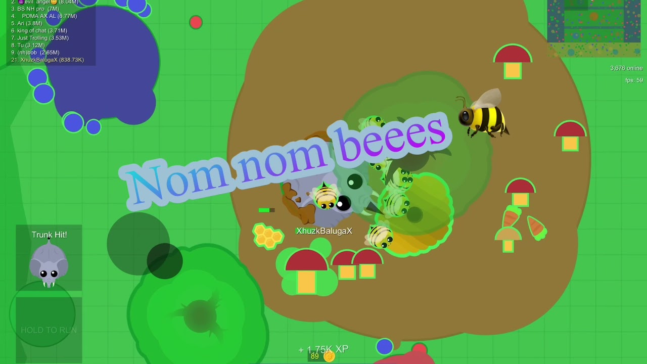Elephant Eats BEES 🐝 in mope.io (tragic end)