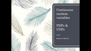 Section 4.1 (Part 2) - CDFs