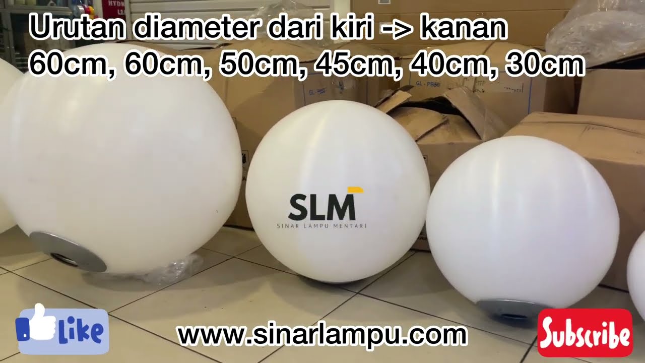 Lampu Taman Bulat Outdoor 60cm 50cm 45cm 40cm 30cm Bahan Akrilik Polytelin PALING TEBAL!