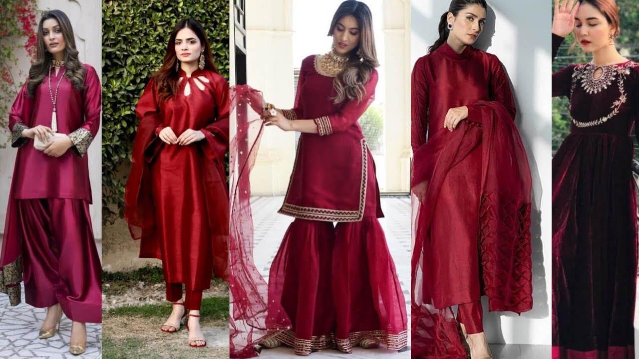 Mahroon dress design / mahroon dress design simple beautiful / mahroon dress designs for girl 