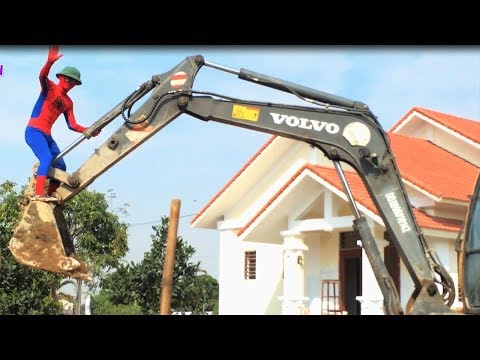 Video Thử Làm Người Nhện Cùng Máy Xúc Đóng Cọc Móng Cổng - youtube