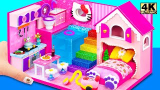 How To Make Pink Hello Kitty House with Playhouse Bedroom for two ❤️ DIY Miniature Cardboard House