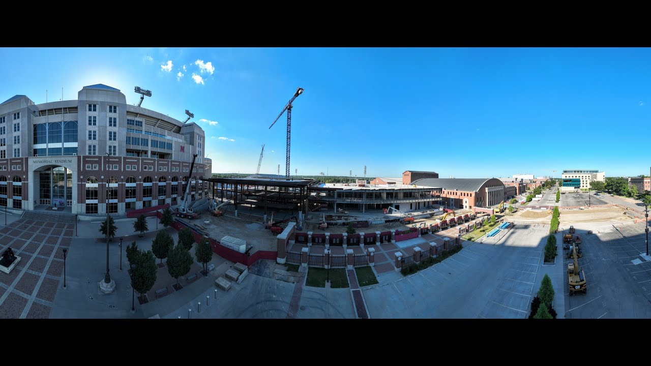 Drone footage of Nebraska football facility construction YouTube