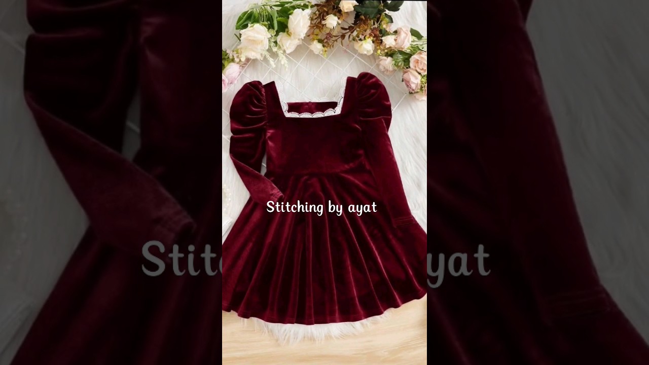 velvet baby frock cutting and stitching ✂️