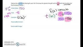Function Notation Word Problems Video 3