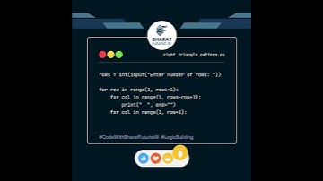 RIGHT TRIANGLE PATTERN using Python 🔥| Bharat Futurist AI | Day 3 | #shorts #python