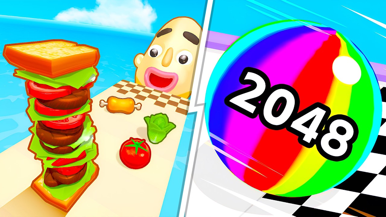 Sandwich Runner VS Ball Run 2048 -  Full Levels Speedrun Gameplay (Android & iOS) Ep 925