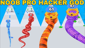 9 Minutes satisfying gameplay|NOOB VS PRO VS HACKER VS GOD in Snake Run Race