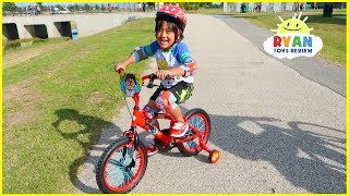 ryans new bike with family fun bike racing at the park