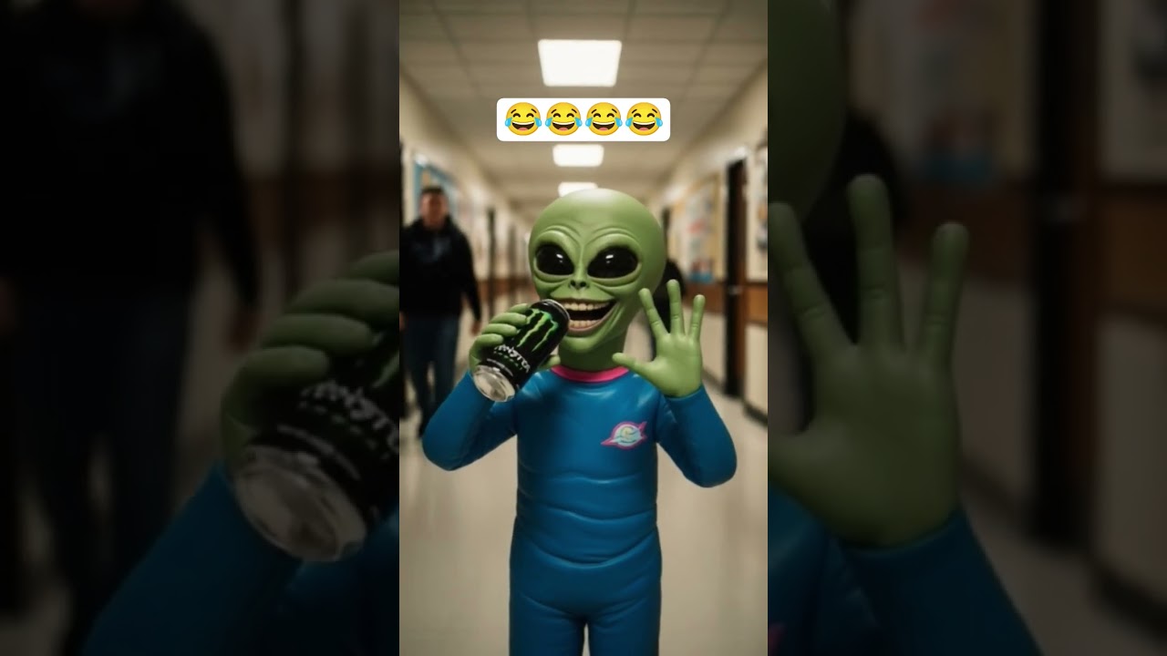 Funny Alien Drinks Monster Energy 😎 