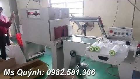 Máy cắt dán co màng lõi lọc nước, máy cắt dán màng co bán tự động, máy màng co