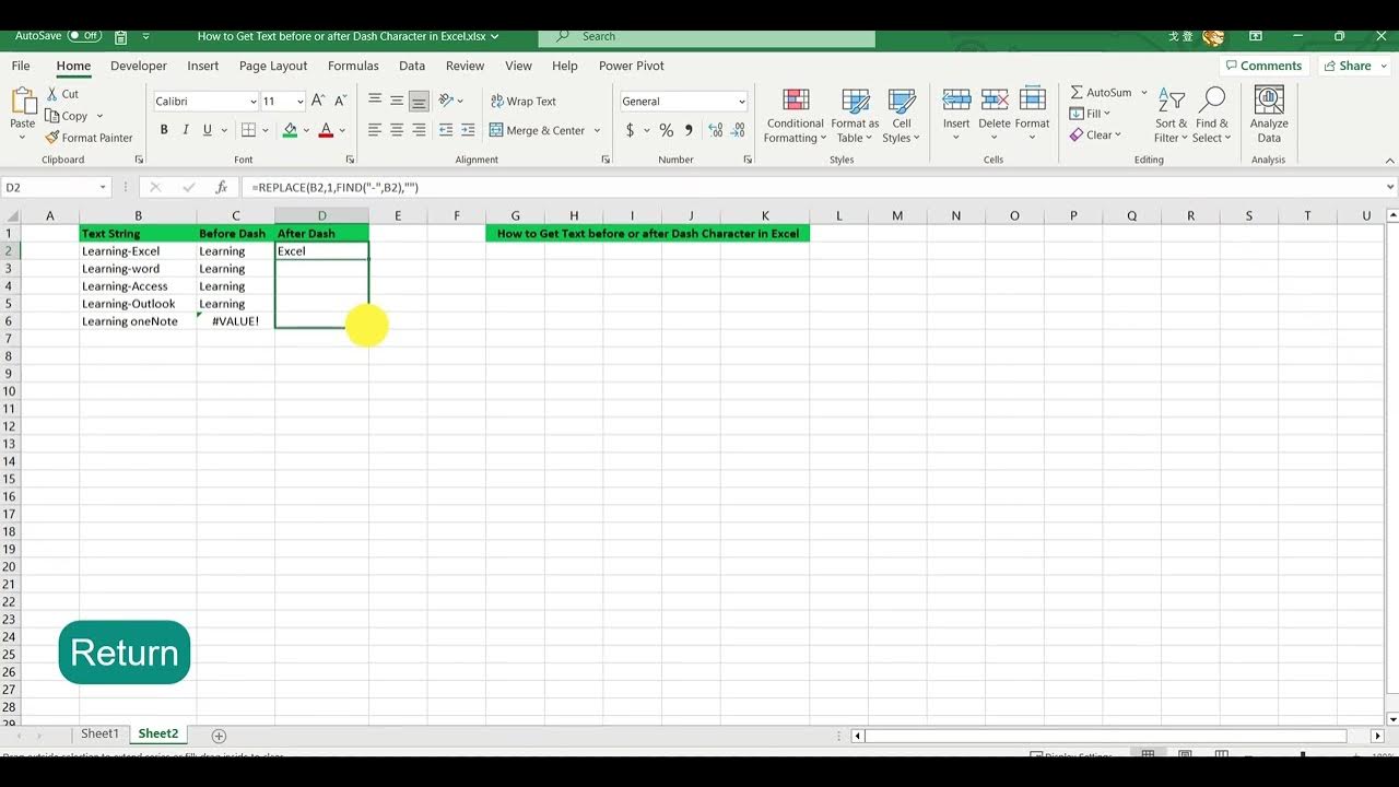 How to get text before or after dash character in excel youtube