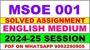 msoe 1 solved assignment 2024-25 | msoe 1 solved assignment in english 2025 | msoe 1 2024-25