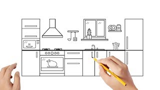 Cómo Dibujar Una Cocina Moderna Dibujos Sencillos