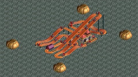 RCT2 - Ride overview - Ghost train / Haunted mansion ride