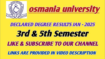 3RD & 5TH SEMESTER RESULTS DECLARED | BCOM, BBA, BSC, BA, BSW || OU || SEM -3,5 || JAN-2025