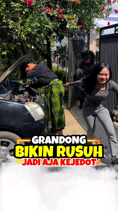 GRANDONG isengin cewek cantik diteras rumah bawa sapu langsung di tampol