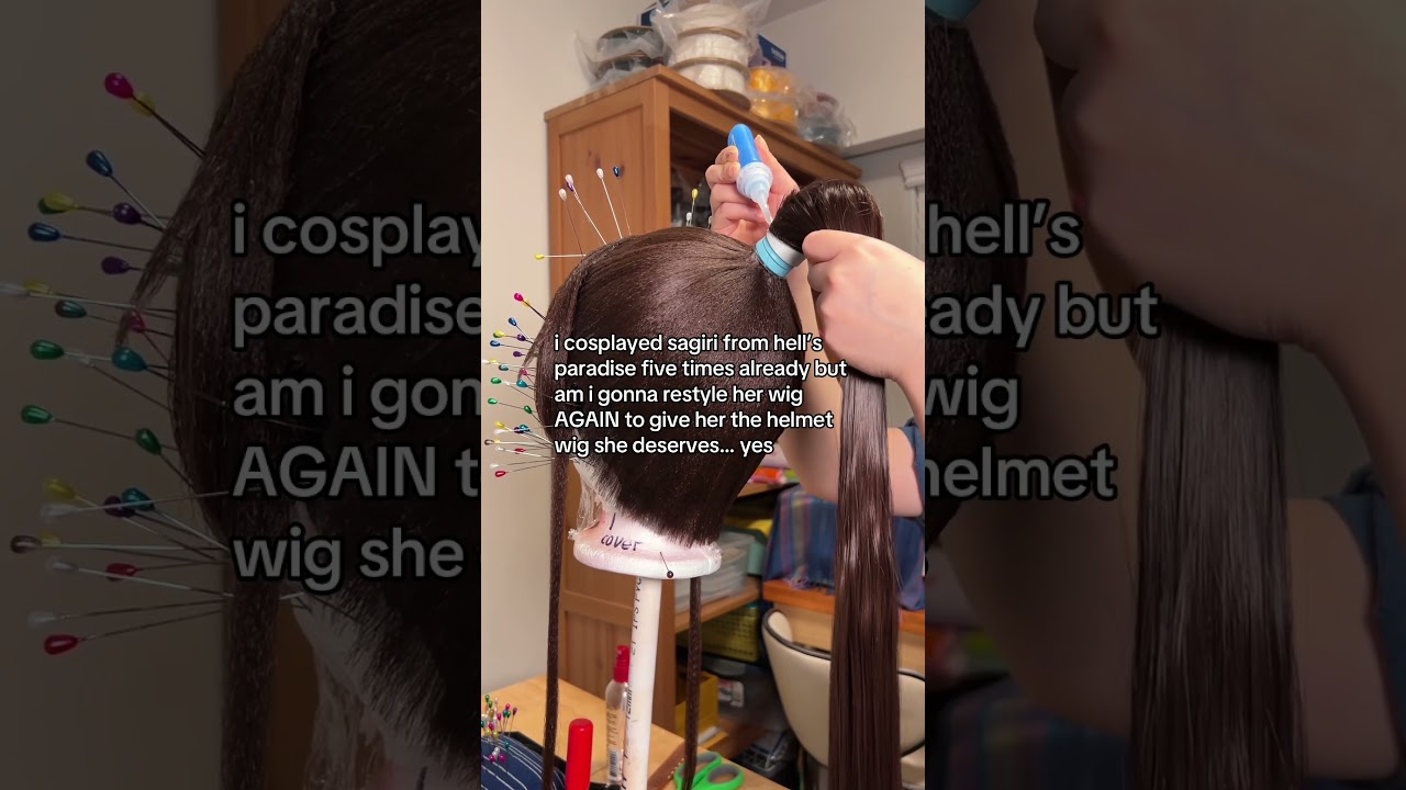 happy hell’s paradise sunday #wigstyling #cosplaywig #ponytailwig #helmetwig #sagiricosplay