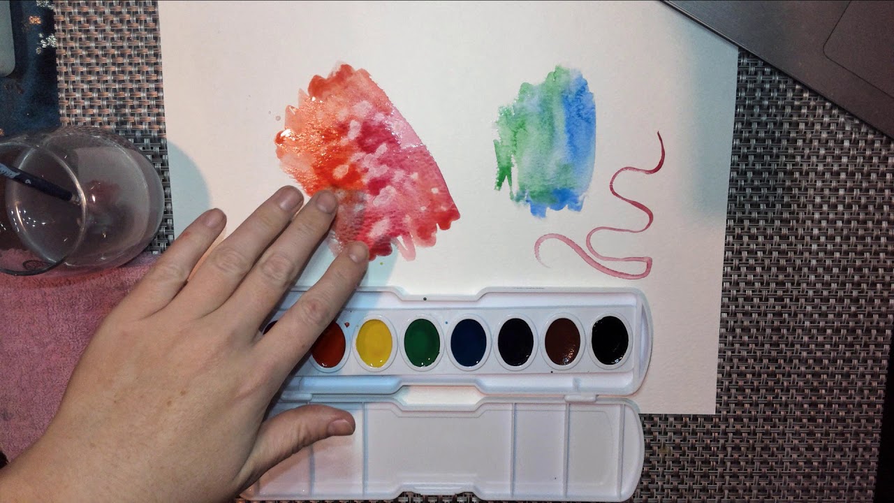 Beginner Watercolor Glue, Salt and Rubbing Alcohol Tutorial for Students YouTube