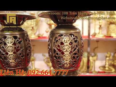 Video Đèn thờ bằng đồng. Đôi đèn thờ quả dứa đồng hun | đồ... - youtube