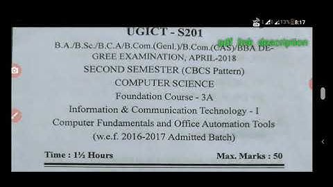 ICT Degree 2nd sem paper||Dr BR Ambedkar university