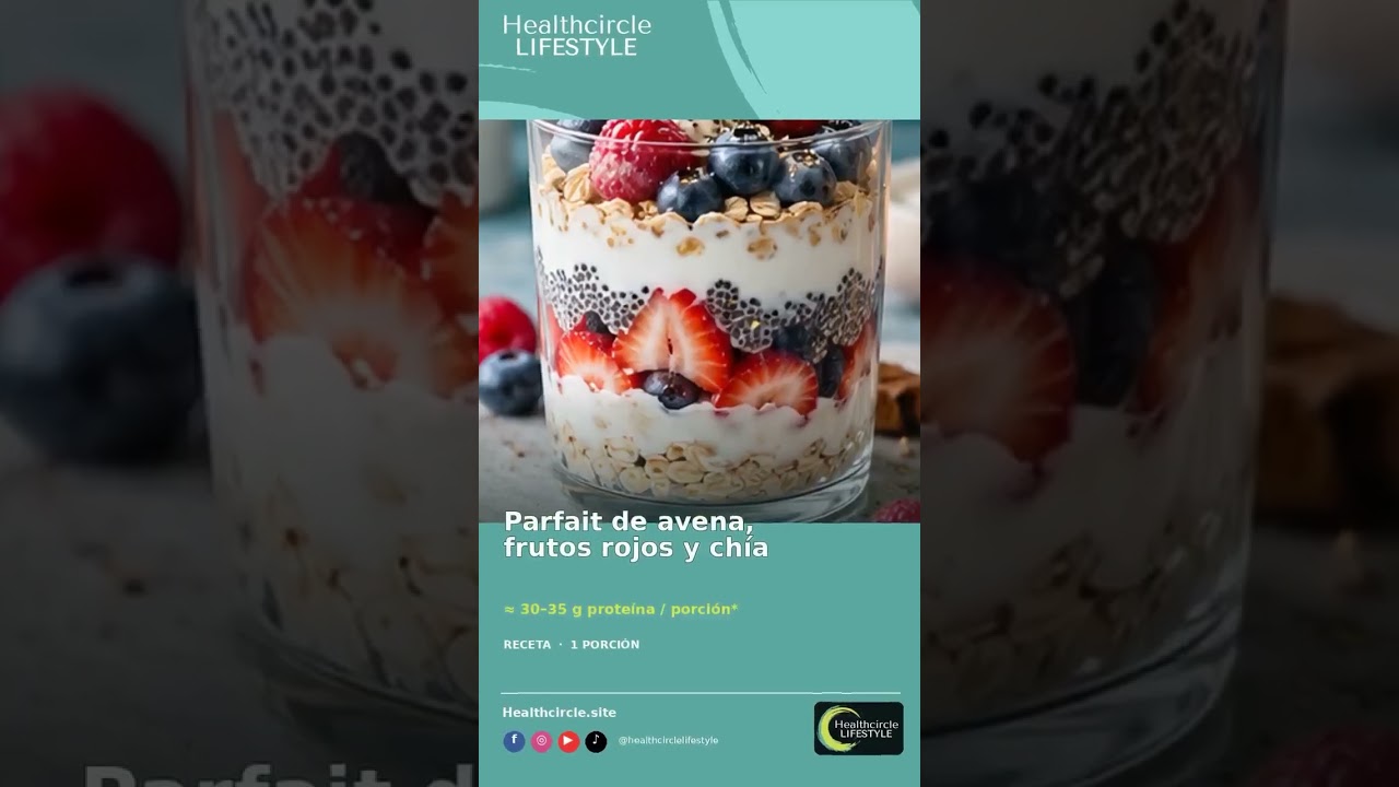 Parfait de avena, frutos rojos y chía | Receta saludable
