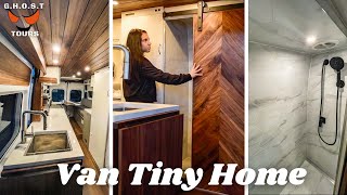 Van Tiny Home  Attention to Detail Van Build TOUR  The Walnut Wonder