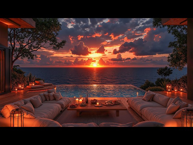 Romantic Sunset By Seaside | Smooth Jazz & Gentle Ocean Waves To