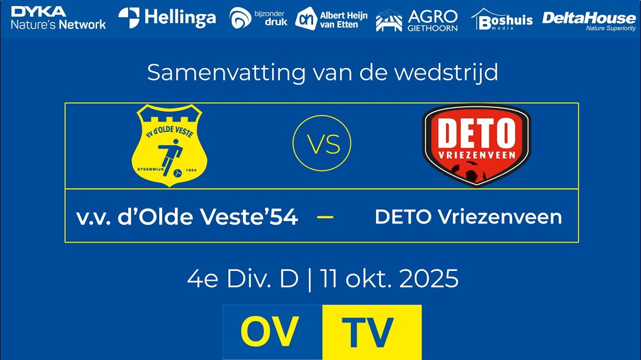 OV-TV | Samenvatting | v.v. d'Olde Veste '54 - DETO | 11-10-2025 | 4e Div. D