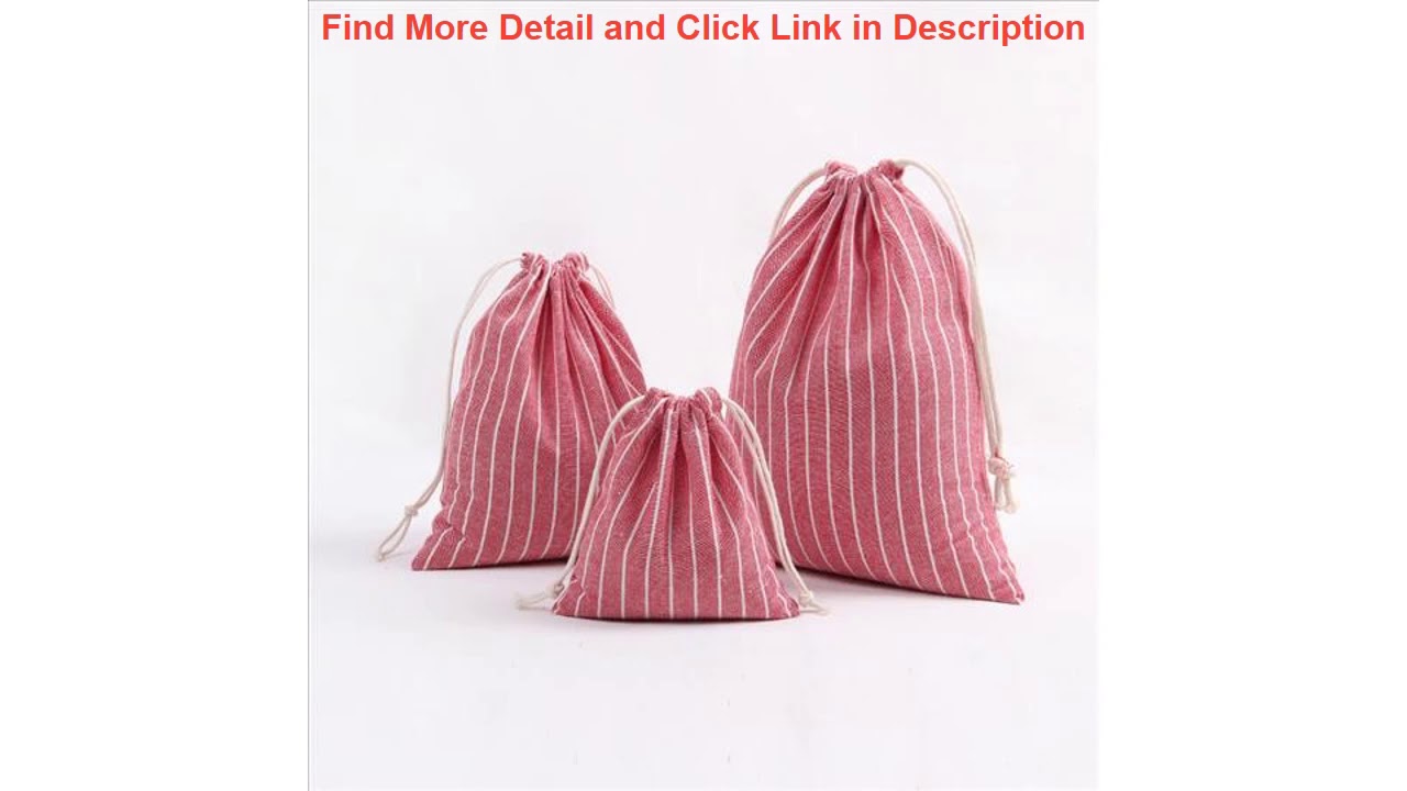 Top Pastoral Cotton Linen Drawstring Bag Vertical Stripe Gift Packaging Bag Women Coin Purse Home S