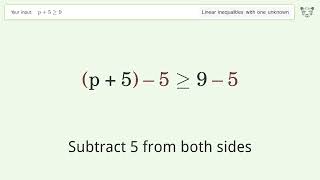P5 Greater Than Or Equal To 9  Solve Linear Inequalities With One Unknown