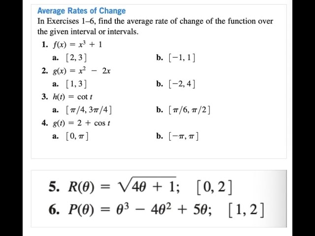 Average Rate of Change of a Function Over an Interval 