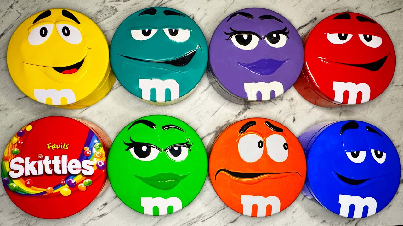 6 Minutes Satisfying with Relaxing Unpacking Tasty M&M'S and Skittles Candy From 8 Mystery Tins ASMR
