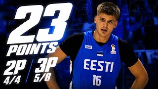 Stefan Vaaks Estonia vs Latvia Full Game Highlights - 23 pts, 4 ast (2p 4/4, 3p 5/8) in 25 minutes!