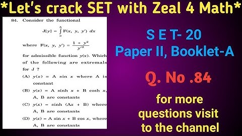 MH SET-20 Mathematical science, Calculus of variation