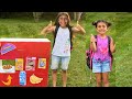 Deema and Sally Pretend Play with Healthy Food Vending Machine stories