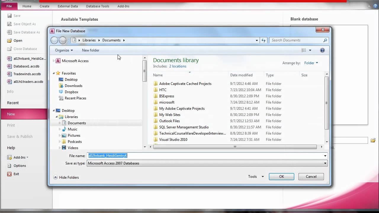 Microsoft Access Create Database - YouTube