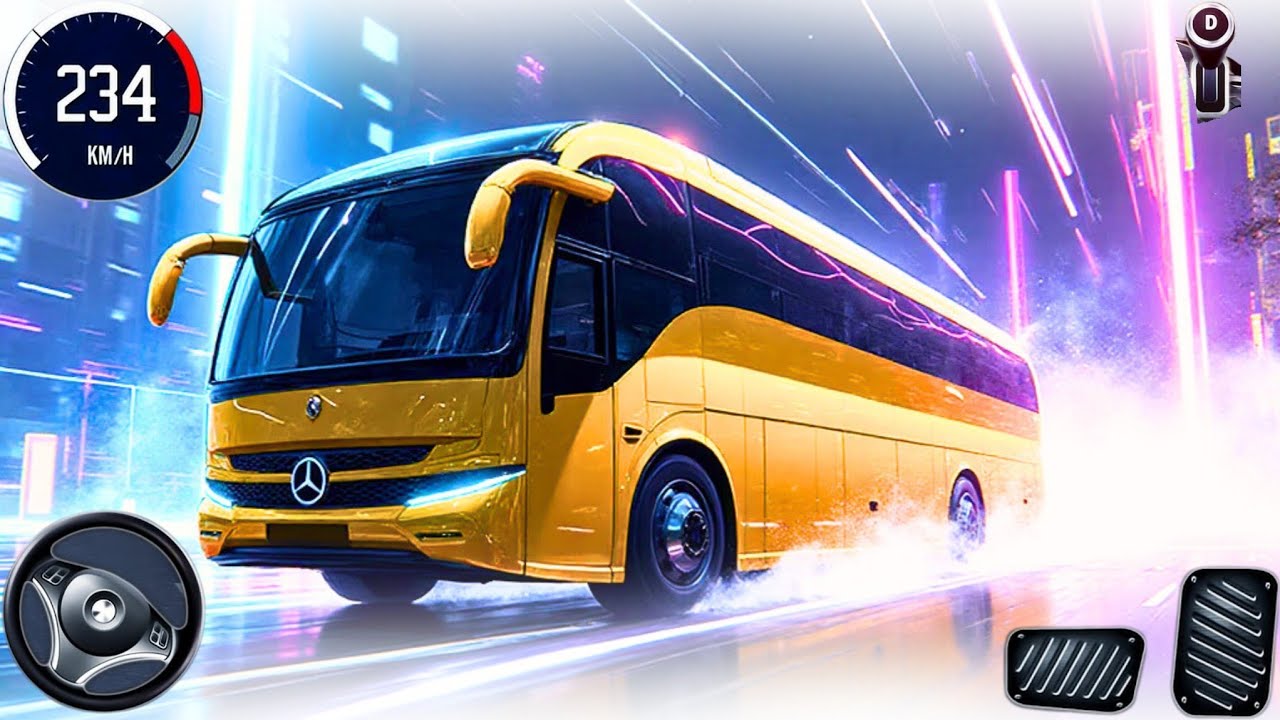 Bus Driving Games | Mercedes Yellow Bus - Realistic City Driving Simulator | Android Gameplay