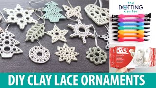 DIY Air Dry Clay Lace Ornaments using dotting tools! EASY & FUN project for the holidays.