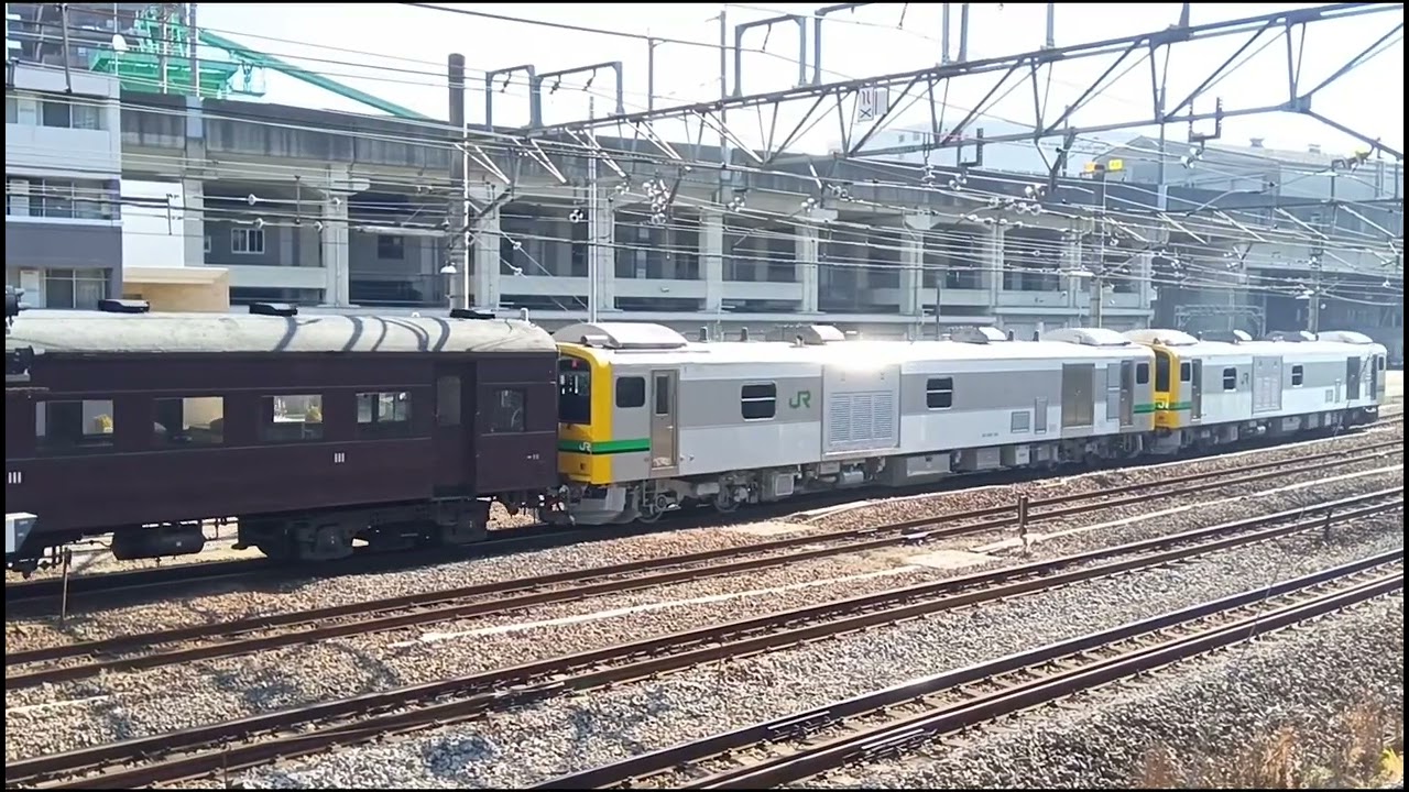 GV−Ｅ197系　入換（旧型客車を動かします）#鉄道　#気動車　#旧型客車