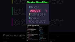 Neon Text Hover Animation | Glowing Menu Effect in CSS | Navigation Hover Effect #shorts