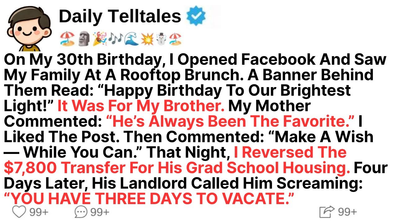 On My 30th Birthday, I Opened Facebook And Saw My Family At A Rooftop Brunch. A Banner Behind Them..