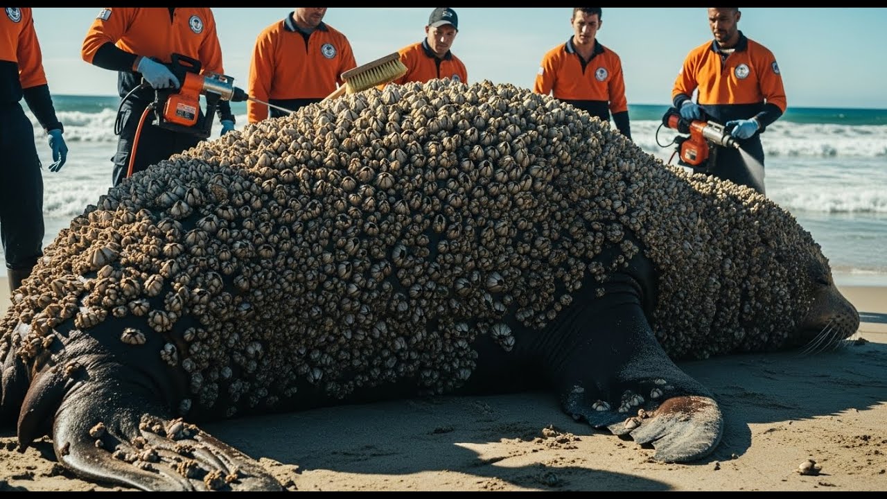 Sea Lion Covered in Barnacles