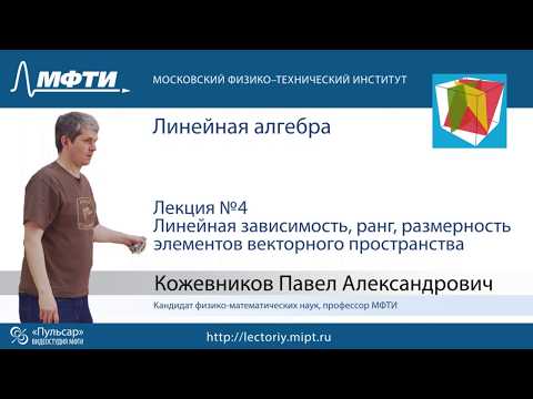 Лекция №4. Линейная зависимость. Ранг. Размерность элементов векторного пространства.